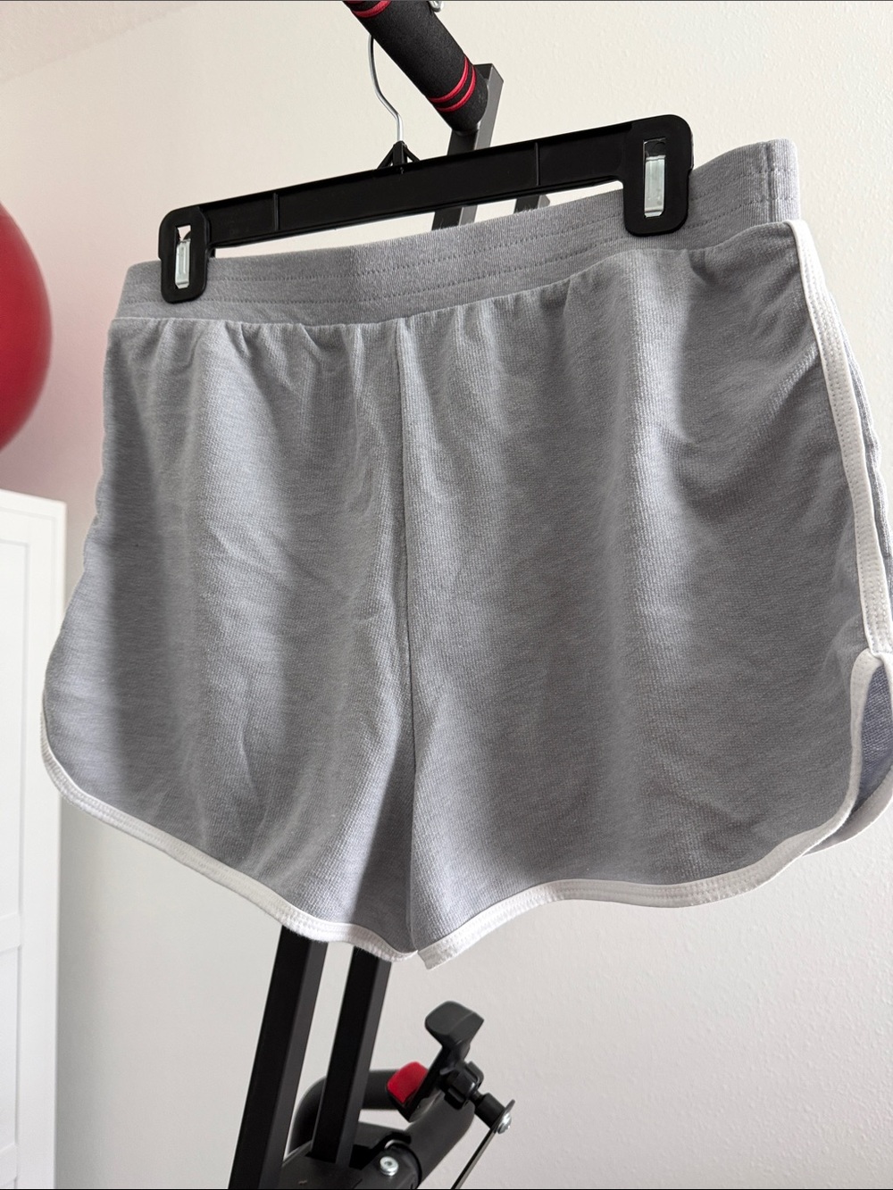 Women's Gray Athletic Runner Shorts with White Trim